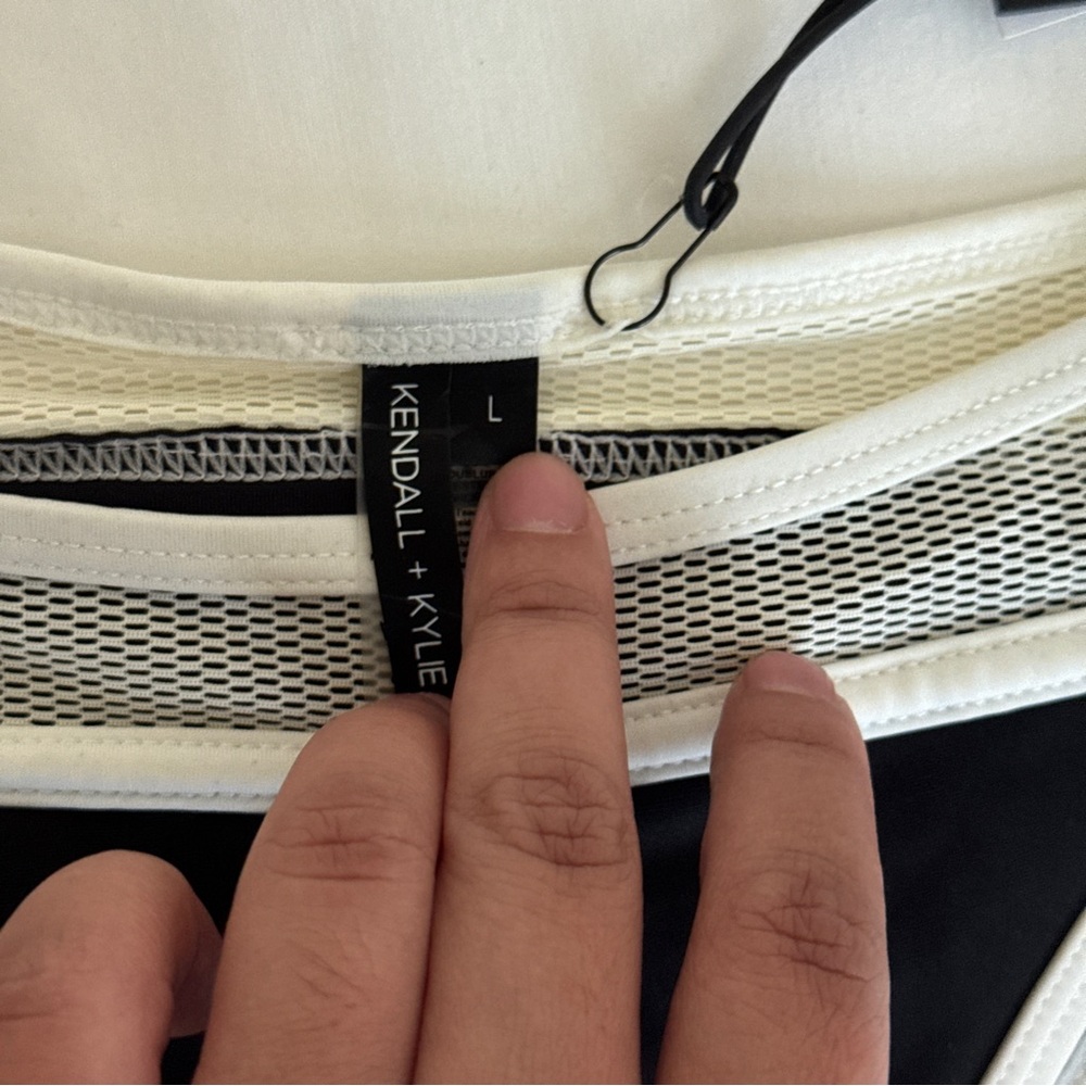Kendall + Kylie Black and White Mesh Bikini Bottom size L - Picture 2 of 7